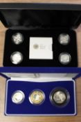 A Royal Mint, one pound silver proof coin collection, together with a silver proof piedfort, three