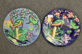 Two Maling plaques - decorated with king fishers, diameter 28.5 cm.  CONDITION REPORT: Good