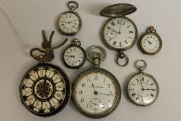 An Illinois pocket watch with insect engraved back, together with an enamelled verge pocket watch,