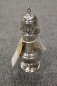 A silver sugar sifter, Birmingham 1939.  CONDITION REPORT: Good Condition.