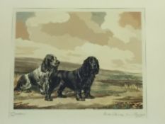 Reuben Ward Binks : Cockers, etching with aquatint in colours, signed in pencil, with margins,