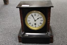 A Victorian slate and marble mantle clock, height 22 cm. CONDITION REPORT: Good condition.