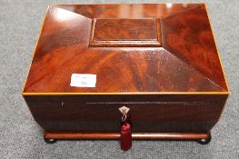 A Victorian inlaid mahogany table box, with gilt brass handles, width 31 cm. CONDITION REPORT: