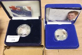 A Royal Mint twenty first birthday five pound silver crown, Prince Henry of Wales, together with a