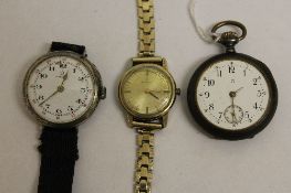 A Lady's Omega yellow metal wrist watch,
