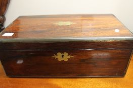 A nineteenth century rosewood writing box, width 51 cm. CONDITION REPORT: Good condition requires