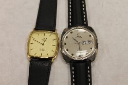 A Gentleman's steel Omega Automatic De Ville wrist watch, together with one other Omega De Ville