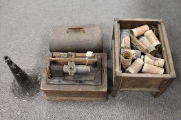 A Columbia Phonograph Co. Dictaphone phonograph, with metal horn, a collection of Edison Amberole