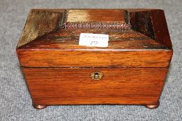 A Victorian rosewood tea caddy, width 20.5 cm. CONDITION REPORT: Good condition, with some later