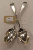 A pair of silver serving spoons, Thomas Watson, Newcastle 1809. (2) CONDITION REPORT: Good