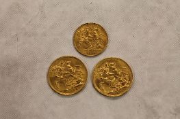 Two gold sovereigns - 1903 & 1911, together with a half sovereign dated 1913. (3) CONDITION