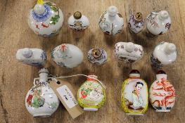 A collection of fourteen Chinese scent bottles. (14)  CONDITION REPORT: Mostly ceramic examples,