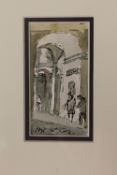 Hugh McKenzie : An Arched Entrance, watercolour, signed, 10.5.cm x 5.5cm, framed.