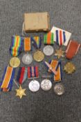 Ten medals from WW I and WW II, awarded to Pte G H Haylett R. Fus, GNR B Keen R A and Pte F Hare A S