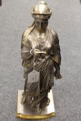 Jean Louis Gregoire : La Liseuse, silvered bronze study, signed, height 45 cm. CONDITION REPORT: