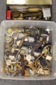 A large collection of wrist watches and watch parts, pocket watch movements etc. (Q) CONDITION