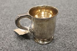 A silver christening mug, Birmingham 1947. CONDITION REPORT: Good Condition, small knock to base.