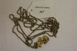 A 9ct gold guard chain, with 18ct gold nugget pendant, gross 31.8g. CONDITION REPORT: Good