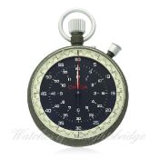 AN OMEGA TIMING POCKET WATCH CIRCA 1968
D: Black dial recording seconds, minutes & hours.  M: 11