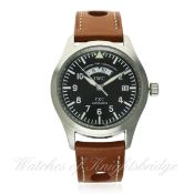 A GENTLEMAN'S STAINLESS STEEL IWC PILOTS UTC DUAL TIME WRIST WATCH CIRCA 2005, REF. 3251 WITH BOX