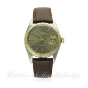 A GENTLEMAN'S STEEL & GOLD ROLEX OYSTER PERPETUAL DATE WRIST WATCH CIRCA 1978, REF. 1505
D: Grey
