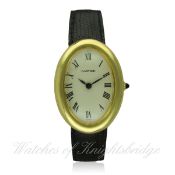A LADIES LARGE SIZE 18K SOLID GOLD CARTIER BAIGNOIRE WRIST WATCH CIRCA 1970s, REF. 4048 D: White