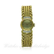 A LADIES 18K SOLID GOLD & DIAMOND VAN CLEEF & ARPELS BRACELET WATCH CIRCA 1950
D: Silver dial with