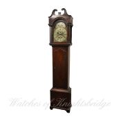 A  MAHOGANY 5 PILLAR 8 DAY LONG CASE CLOCK WITH MOON PHASE AND CALENDAR CIRCA 1740 BY ROBERT