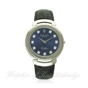 A GENTLEMAN'S 18K SOLID WHITE GOLD & DIAMOND ROLEX CELLINI WRIST WATCH CIRCA 1998, REF. 6623
D: Blue