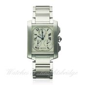 A GENTLEMAN'S STAINLESS STEEL CARTIER TANK FRANCAISE CHRONOGRAPH BRACELET WATCH CIRCA 2004, REF.