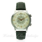 A GENTLEMAN'S STAINLESS STEEL JAEGER LECOULTRE SPEED BEAT MEMOVOX ALARM WRIST WATCH CIRCA 1970, REF.