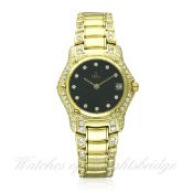 A LADIES 18K SOLID GOLD & DIAMOND EBEL 1911 BRACELET WATCH CIRCA 1990s, REF. 888944 D: Black dial