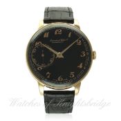 A GENTLEMAN'S 14K SOLID PINK GOLD IWC POCKET WATCH CONVERSION CIRCA 1910
D: Black dial with gilt