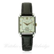 A GENTLEMAN'S STAINLESS STEEL CARTIER WRIST WATCH CIRCA 1950, MADE BY JAEGER-LECOULTRE D: Silver