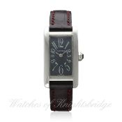 A LADIES 18K SOLID WHITE GOLD CARTIER TANK AMERICAINE WRIST WATCH DATED 2001, REF. 1713 MILLENNIUM