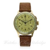 A RARE GENTLEMAN'S 18K SOLID ROSE GOLD BREITLING CHRONOMAT CHRONOGRAPH WRIST WATCH CIRCA 1940s, REF.