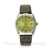 A GENTLEMAN'S STAINLESS STEEL ROLEX OYSTER PERPETUAL DATE WRIST WATCH CIRCA 1982, REF. 15000
D: