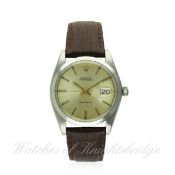 A GENTLEMAN'S STAINLESS STEEL ROLEX OYSTERDATE PRECISION WRIST WATCH CIRCA 1969, REF. 6694
D: Silver