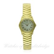 A LADIES 18K SOLID GOLD & DIAMOND EBEL CLASSIC WAVE BRACELET WATCH CIRCA 2008, REF. E8157F14 D: