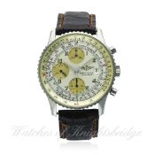 A GENTLEMAN'S STAINLESS STEEL BREITLING NAVITIMER AUTOMATIC CHRONOGRAPH WRIST WATCH CIRCA 1990s,