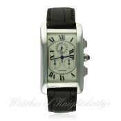 A GENTLEMAN'S 18K SOLID WHITE GOLD CARTIER TANK AMERICAINE WRIST WATCH CIRCA 2001, REF. 2312 WITH