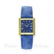A GENTLEMAN'S SMALL 18K SOLID GOLD PIAGET WRIST WATCH CIRCA 1980s, REF. 9058
D: Electric blue dial