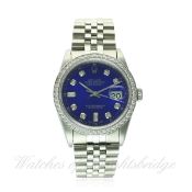 A CUSTOMISED GENTLEMAN'S STAINLESS STEEL ROLEX OYSTER PERPETUAL DATEJUST BRACELET WATCH CIRCA