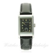 A RARE GENTLEMAN'S STAINLESS STEEL RECTANGULAR WATERPROOF JAEGER LECOULTRE WRIST WATCH CIRCA 1940s