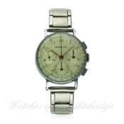 A GENTLEMAN'S MARVIN CHRONOGRAPH WRIST WATCH CIRCA 1940s D: Silver dial with raised gilt Arabic
