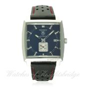 A GENTLEMAN'S STAINLESS STEEL TAG HEUER MONACO AUTOMATIC WRIST WATCH CIRCA 2010, REF. WW2111 WITH