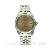 A GENTLEMAN'S STEEL & WHITE GOLD ROLEX OYSTER PERPETUAL DATEJUST WRIST WATCH CIRCA 1970, REF. 1601