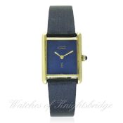 A LADIES SILVER GILT MUST DE CARTIER WRIST WATCH CIRCA 1990s D: Lapis lazuli effect dial with gilt