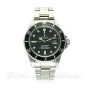 A GENTLEMAN'S STAINLESS STEEL ROLEX OYSTER PERPETUAL DATE SUBMARINER BRACELET WATCH CIRCA 1983, REF.