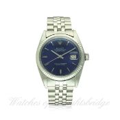 A GENTLEMAN'S STEEL & WHITE GOLD ROLEX OYSTER PERPETUAL DATEJUST WRIST WATCH CIRCA 1968, REF. 1601